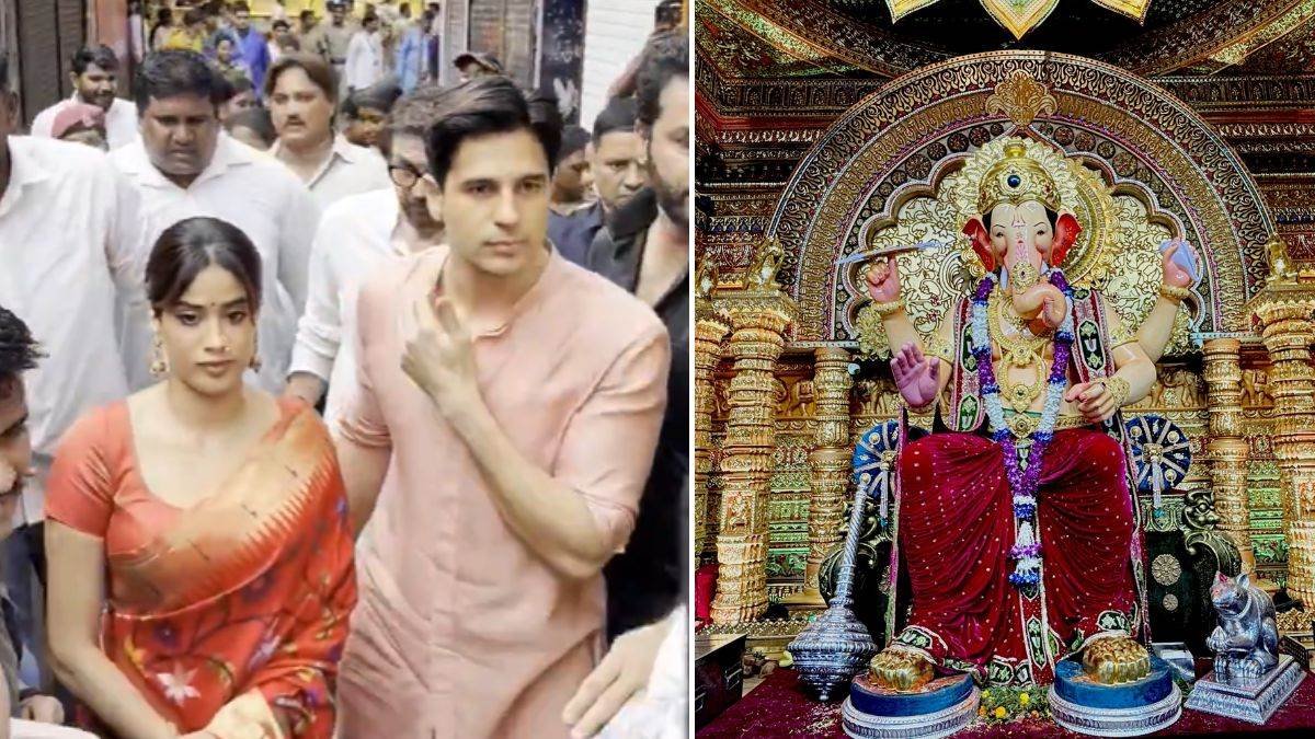 परम सुंदरी की रिलीज से पहले लालबाग चा राजा पहुंचे सिद्धार्थ और जाह्नवी, तस्वीरें वायरल