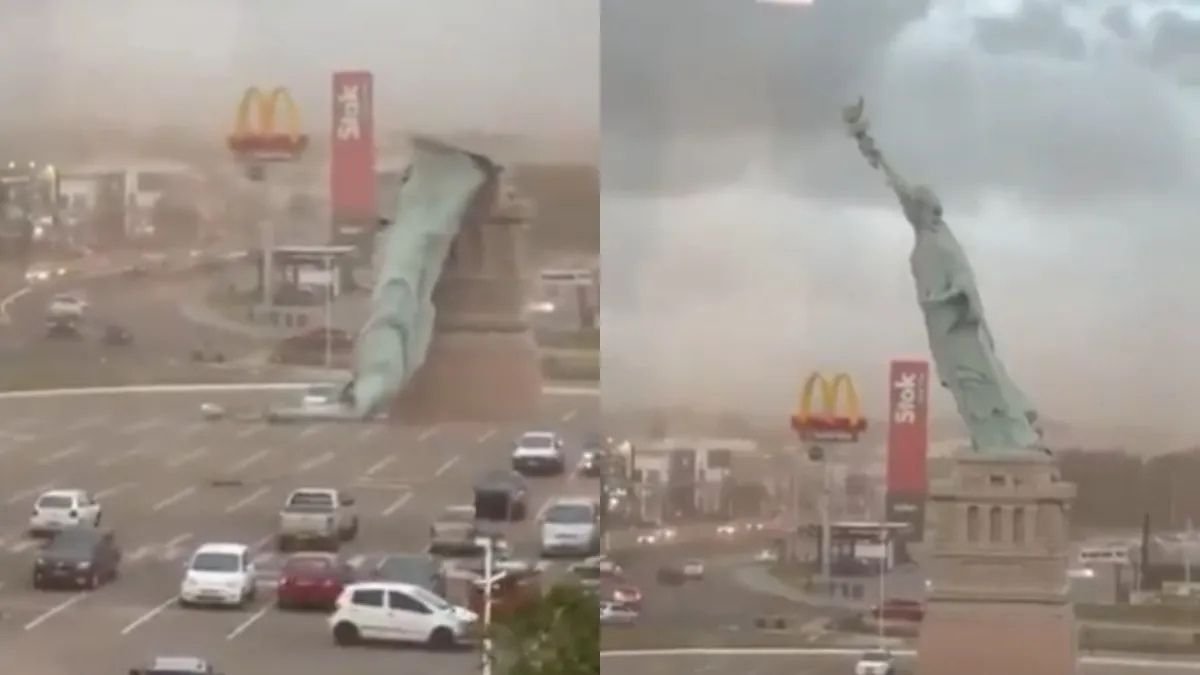 ब्राजील में छाया तूफान का कहर, ढह गई ‘स्टैच्यू ऑफ लिबर्टी’ की विशाल प्रतिकृति; वीडियो वायरल