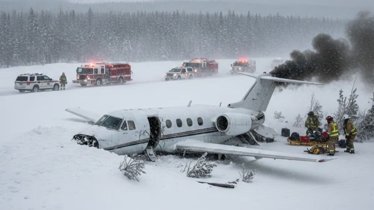 अमेरिका में बर्फीले तूफान के बीच हुआ विमान हादसा, टेकऑफ के दौरान प्राइवेट जेट क्रैश; राहत बचाव कार्य जारी